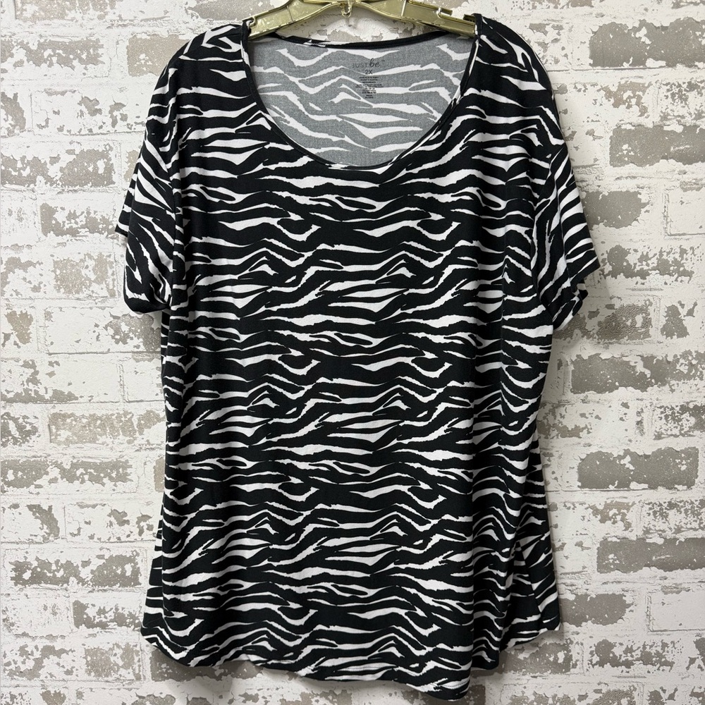 Just Be Black and White Striped Women's Tee